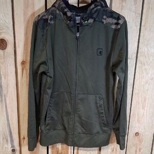 And1 Mrns Olive Green Camouflage Full-zip Nylon Overlay Hoodie Size S Boot Camp